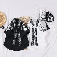 HKM-0882365 Casual Cotton Dragon Robe for Small Dogs - Anti-Hair Pet Apparel in White