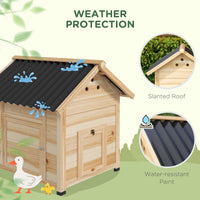 HKM-0883645 Wooden Duck House with Openable Roof, Double Doors & Natural Wood Finish
