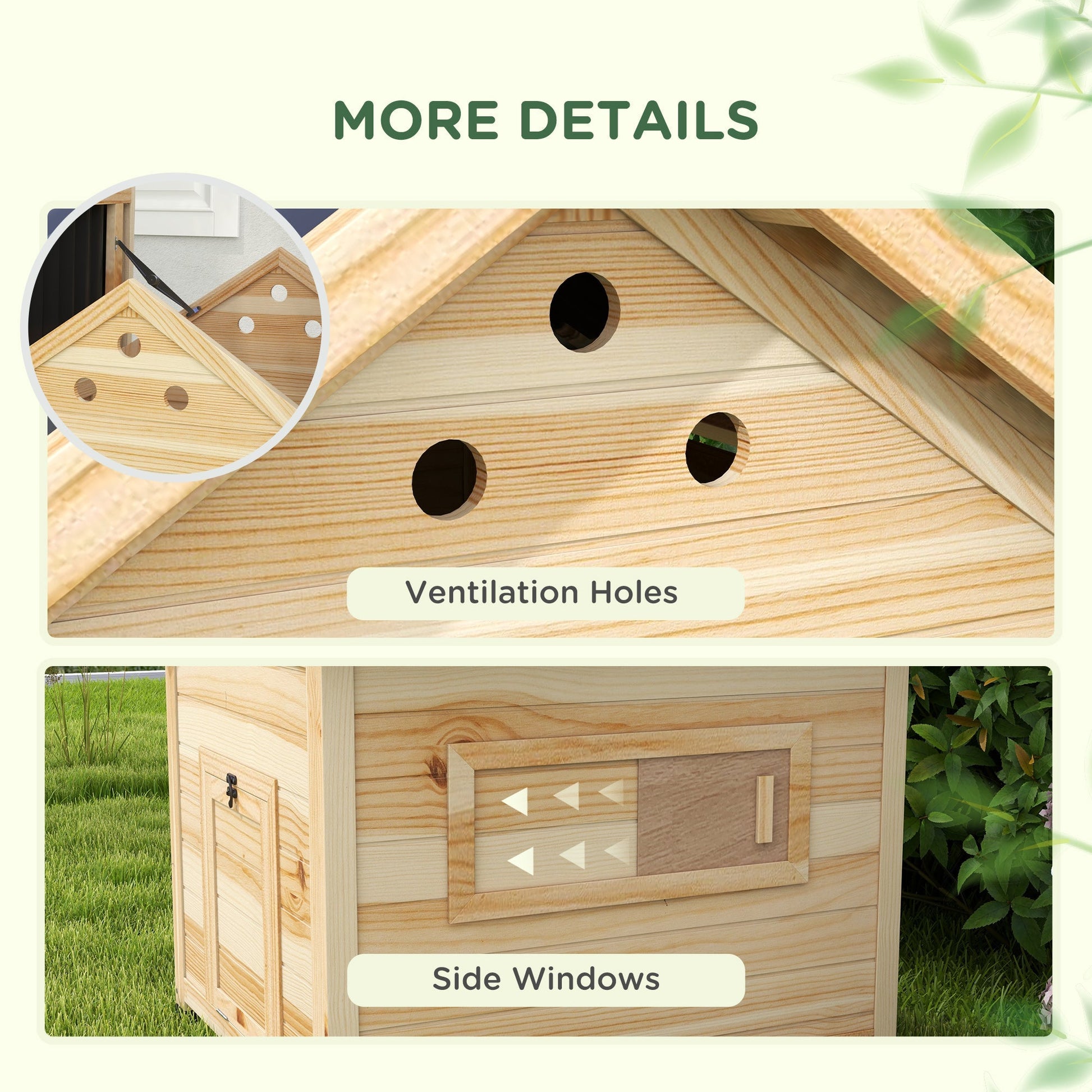 HKM-0883645 Wooden Duck House with Openable Roof, Double Doors & Natural Wood Finish