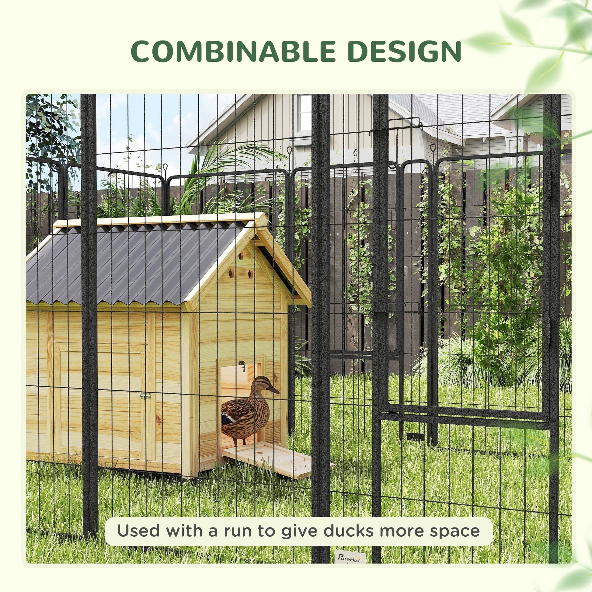 HKM-0883645 Wooden Duck House with Openable Roof, Double Doors & Natural Wood Finish