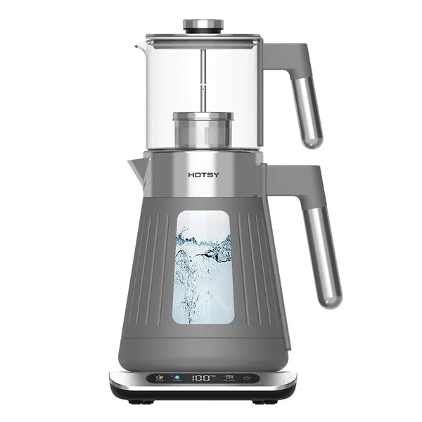 HKM-088659 Electric Double Samovar Kettle Set - 1.6L & 0.8L Glass Teapot for Fast Water Boiling