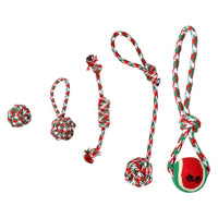 HKM-0888381 Set of 5 Holiday-Themed Dog Rope Chew Toys for Interactive Play and Dental Health