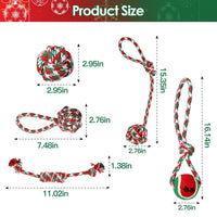 HKM-0888381 Set of 5 Holiday-Themed Dog Rope Chew Toys for Interactive Play and Dental Health
