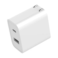 HKM-088915 30W Dual Port USB Charger with USB-C and USB-A Compatibility