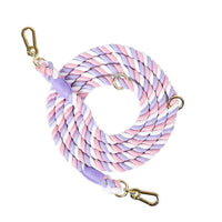 HKM-0889533 Woven Rainbow Multi-functional Dog Leash with Hand Holding Rope and Double Head Design