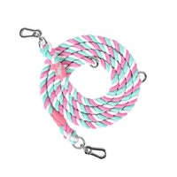 HKM-0889533 Woven Rainbow Multi-functional Dog Leash with Hand Holding Rope and Double Head Design