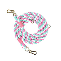 HKM-0889533 Woven Rainbow Multi-functional Dog Leash with Hand Holding Rope and Double Head Design