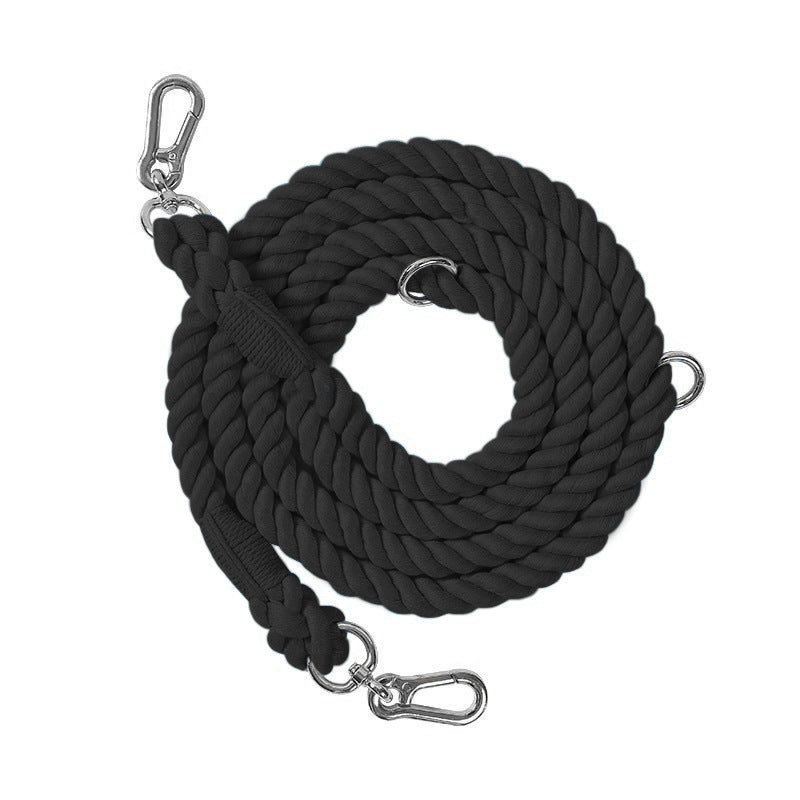 HKM-0889533 Woven Rainbow Multi-functional Dog Leash with Hand Holding Rope and Double Head Design