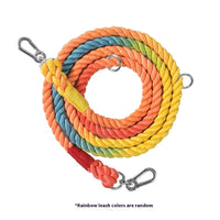 HKM-0889533 Woven Rainbow Multi-functional Dog Leash with Hand Holding Rope and Double Head Design
