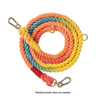 HKM-0889533 Woven Rainbow Multi-functional Dog Leash with Hand Holding Rope and Double Head Design