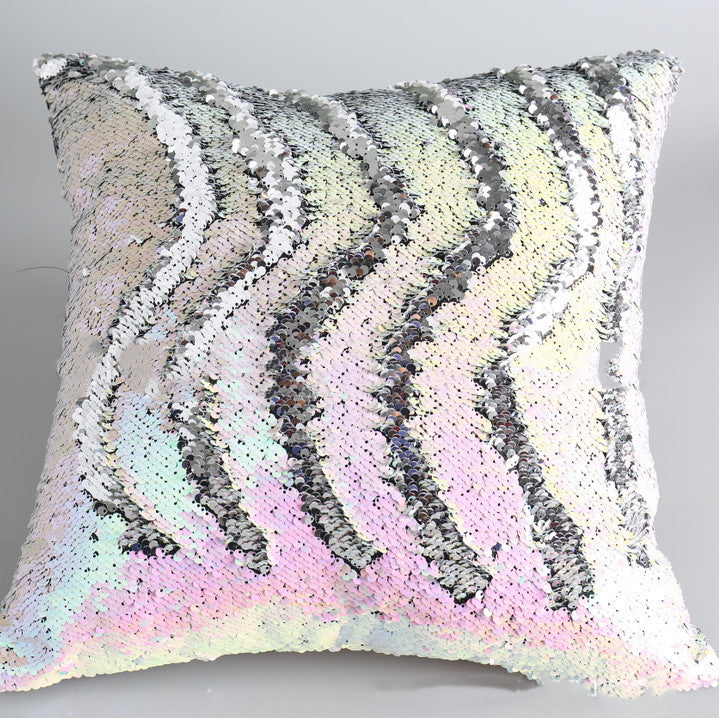 HKM-089107 Rainbow Reversible Sequins Cushion Cover - 40x40cm Pillowcase Only