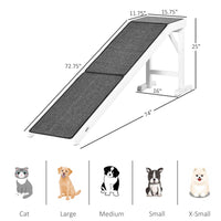 HKM-0891197 Foldable Dog Ramp with Non-Slip Carpet Top - Gray and White, Designed for Senior and Small Dogs