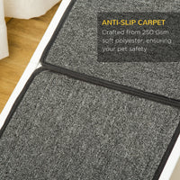 HKM-0891197 Foldable Dog Ramp with Non-Slip Carpet Top - Gray and White, Designed for Senior and Small Dogs