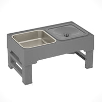 HKM-0891709 Adjustable Height Foldable Dog Drinking Bowl with Stainless Steel Slow Feeding Double Bowl