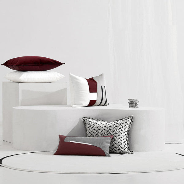 HKM-089171 Modern Red and White Simple Sofa Pillowcase, 50X50CM and 30X50CM Options