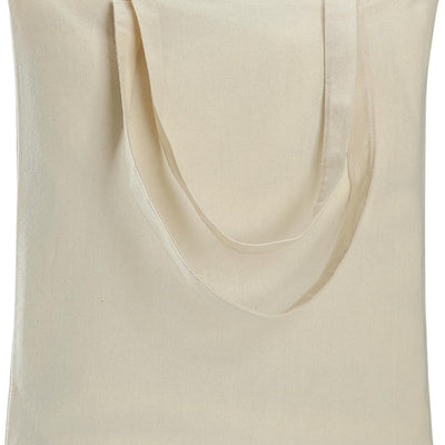 HKM-089235 Lightweight Beige Canvas Tote Bag Set – 48 Pack Reusable Shopping and DIY Craft Bags, Perfect for Gifts and Everyday Use