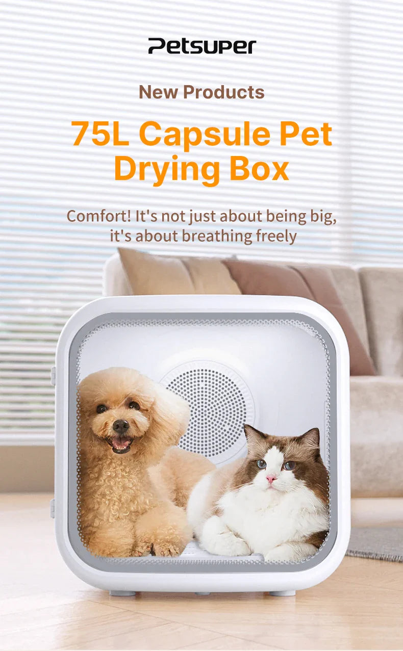 HKM-089299 75L Smart Pet Dryer Box with Curved Tempered Glass for Quick 15-Minute Drying