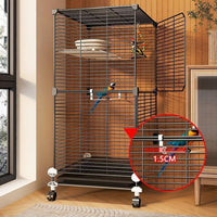 HKM-089299 Eco-Friendly Splash-Proof Parrot Cage with Double Row Accessories and Mobility Features