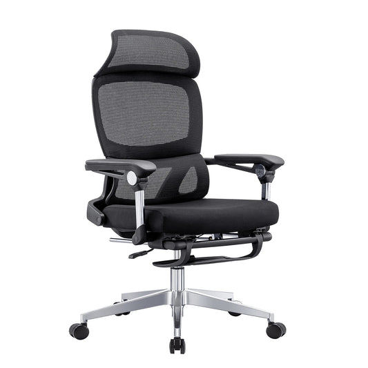 HKM-089299 Ergonomic Adjustable Mesh Office Chair with High Back and Headrest, Swivel Design
