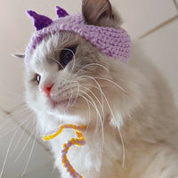 HKM-0893117 Knitted Dinosaur Pet Hat for Cats - Available in Blue, Green, Purple, and Yellow