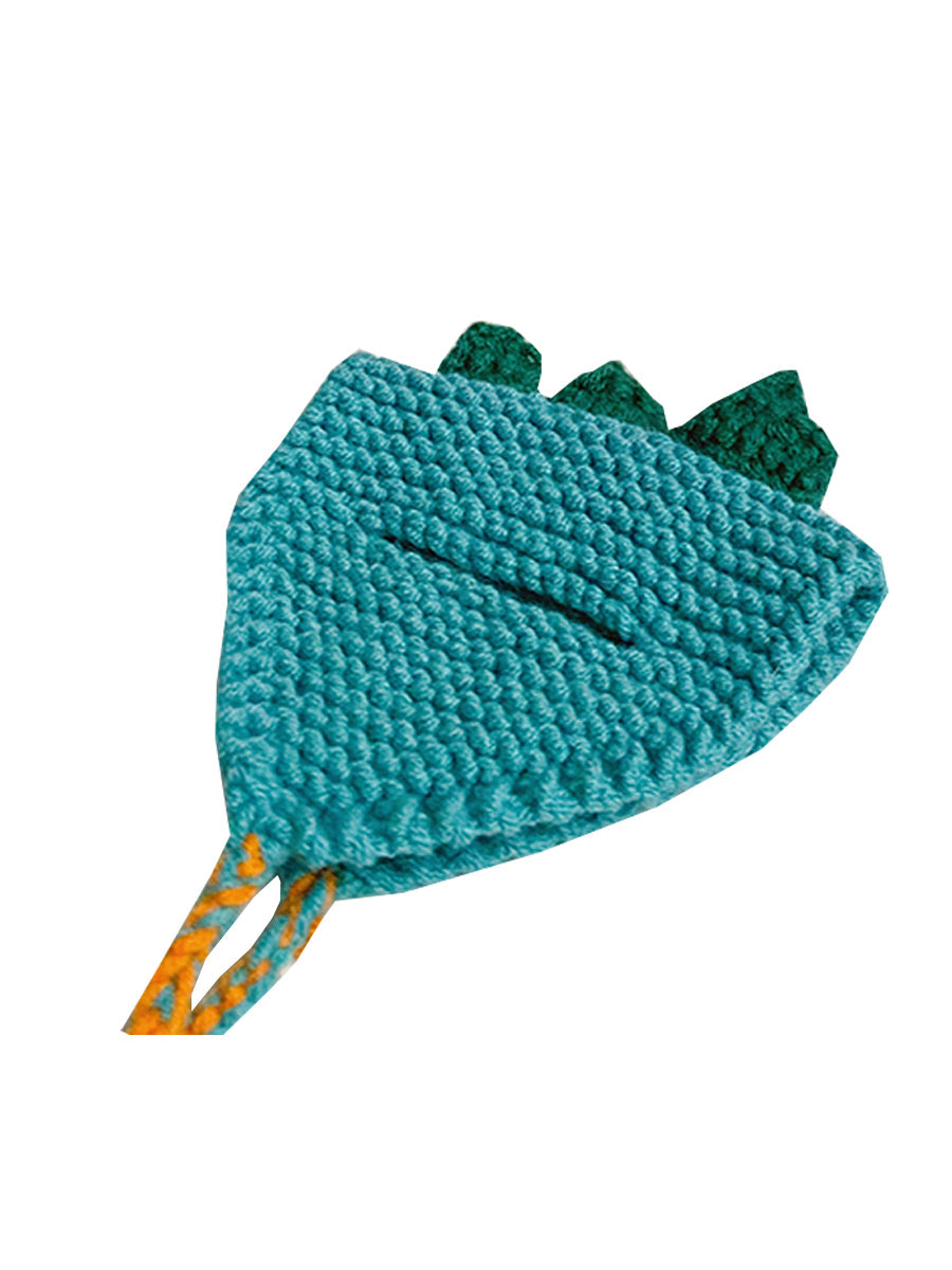 HKM-0893117 Knitted Dinosaur Pet Hat for Cats - Available in Blue, Green, Purple, and Yellow