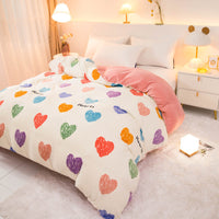 HKM-089363 Thick Coral Fleece Double Plush Duvet Cover with Reactive Printing and Dyeing