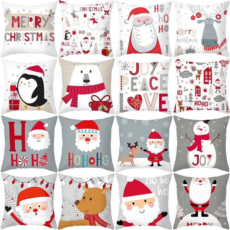 HKM-089427 Nordic Christmas Pillowcase in Peach Fur - 45x45cm Decorative Cushion Cover for Home and Holiday Decor