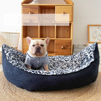 HKM-0895549 Cozy Black Plush Pet Sofa Dog Bed for Small Animals, 100 x 70 cm