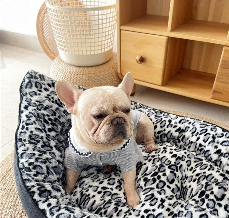 HKM-0895549 Cozy Black Plush Pet Sofa Dog Bed for Small Animals, 100 x 70 cm