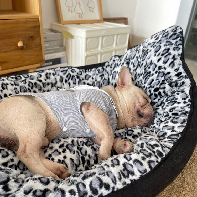 HKM-0895549 Cozy Black Plush Pet Sofa Dog Bed for Small Animals, 100 x 70 cm