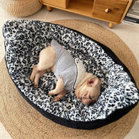 HKM-0895549 Cozy Black Plush Pet Sofa Dog Bed for Small Animals, 100 x 70 cm