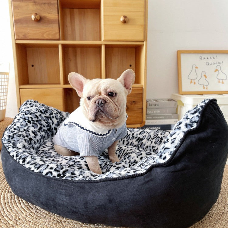 HKM-0895549 Cozy Black Plush Pet Sofa Dog Bed for Small Animals, 100 x 70 cm