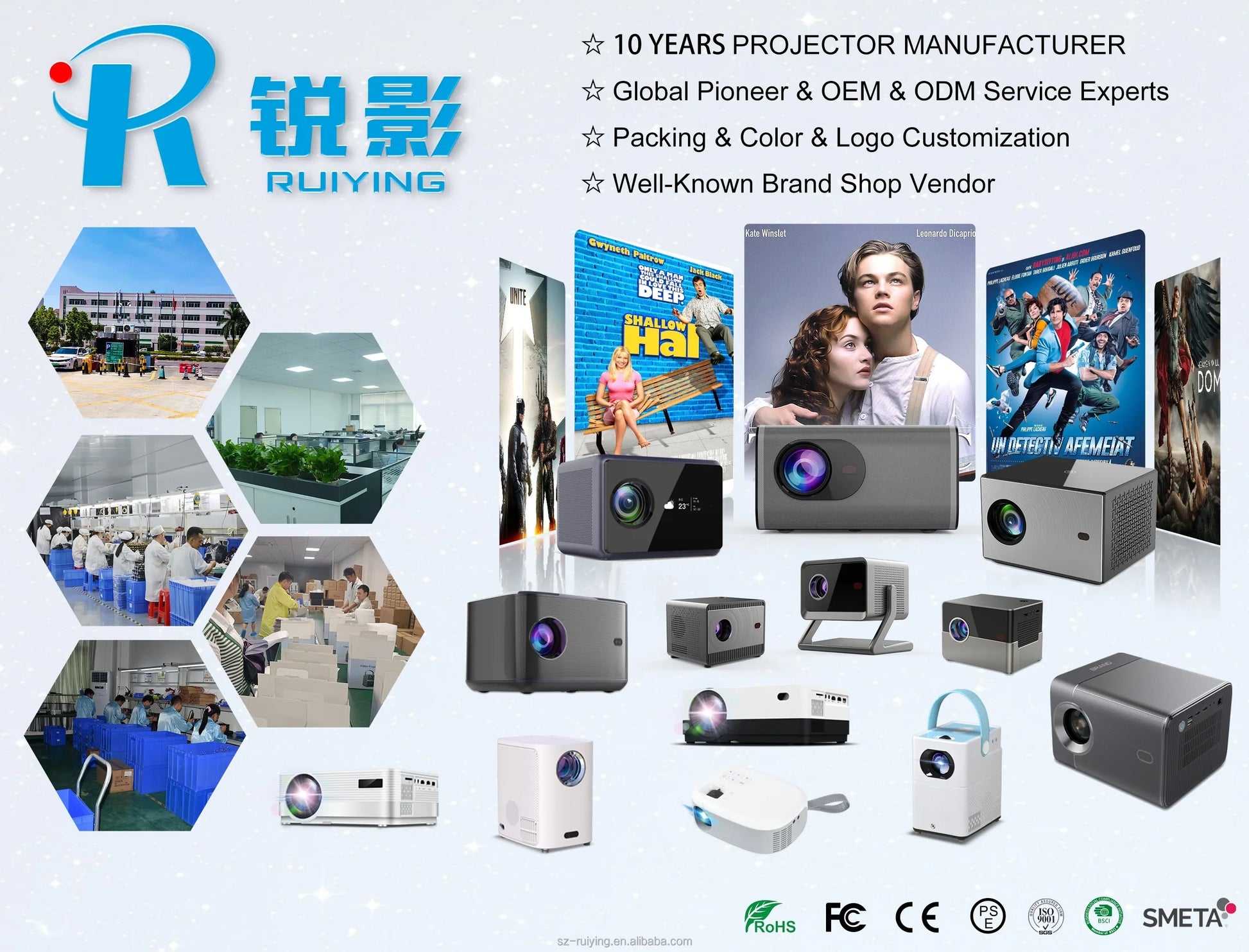 HKM-089555 1080P Portable Wi-Fi Projector for Home Theatre and Outdoor Movie Experience