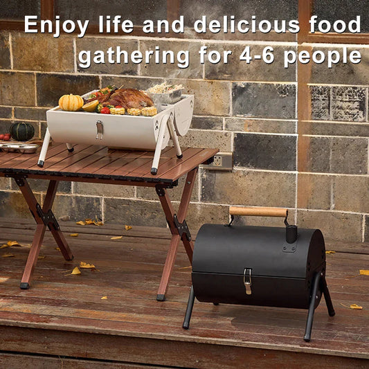 HKM-089555 Portable Folding BBQ Grill for Outdoor Cooking - Practical Black Design