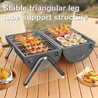 HKM-089555 Portable Folding BBQ Grill for Outdoor Cooking - Practical Black Design