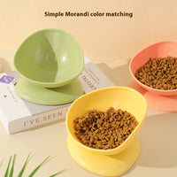 HKM-0895677 Large Caliber Anti-Spill Cat Bowl in Grass Green, Lemon Yellow, and Rouge Pink - 200ml Capacity