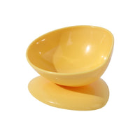 HKM-0895677 Large Caliber Anti-Spill Cat Bowl in Grass Green, Lemon Yellow, and Rouge Pink - 200ml Capacity