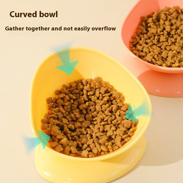 HKM-0895677 Large Caliber Anti-Spill Cat Bowl in Grass Green, Lemon Yellow, and Rouge Pink - 200ml Capacity
