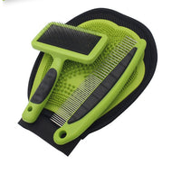 HKM-0897085 Pet Grooming Set with Rake Comb, Needle Comb, and Bath Gloves for Floating Hair Removal