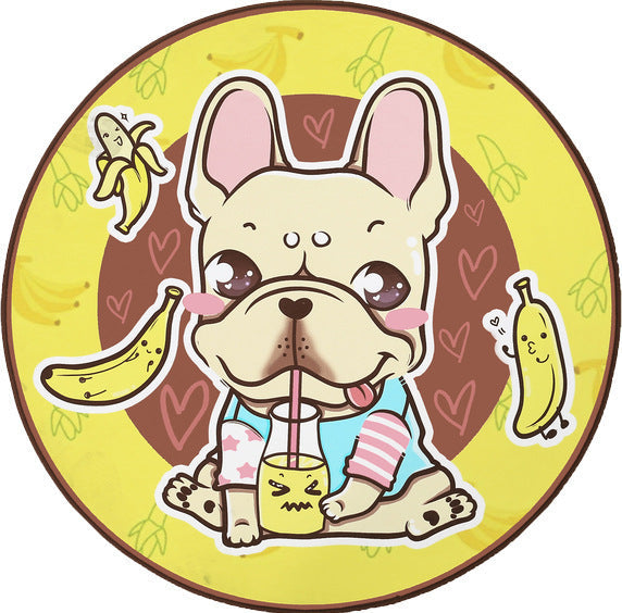HKM-0897341 Round Non-Slip Cartoon Dog Mat for All Seasons - Available in Two Sizes