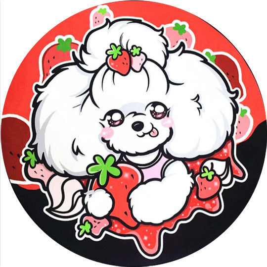 HKM-0897341 Round Non-Slip Cartoon Dog Mat for All Seasons - Available in Two Sizes