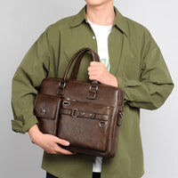 HKM-089747 Vintage Laptop Tote Bag - Large Capacity, Waterproof, and Wear-Resistant Briefcase for Men