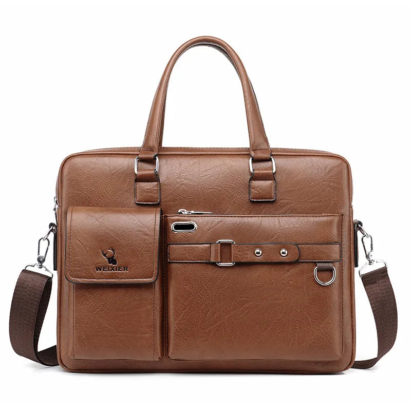 HKM-089747 Vintage Laptop Tote Bag - Large Capacity, Waterproof, and Wear-Resistant Briefcase for Men