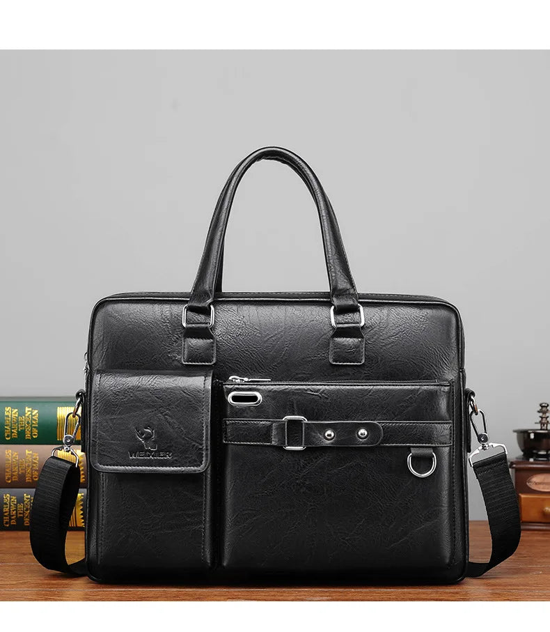 HKM-089747 Vintage Laptop Tote Bag - Large Capacity, Waterproof, and Wear-Resistant Briefcase for Men