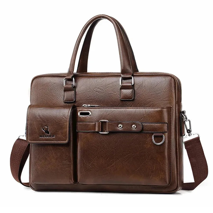 HKM-089747 Vintage Laptop Tote Bag - Large Capacity, Waterproof, and Wear-Resistant Briefcase for Men
