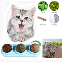 HKM-089811 3pcs Lot Self-adhesive Rotated Catnip Lick Ball