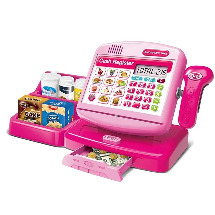 HKM-089875 Kids Pretend Play Shopping Cash Register Toy with Sound and Flashing Features - Age 4-14 Years