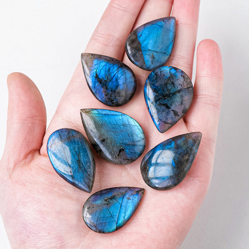 HKM-089875 Labradorite Blue Light Crystal Droplet Stone - 3-4cm, Modern Simplicity Decor