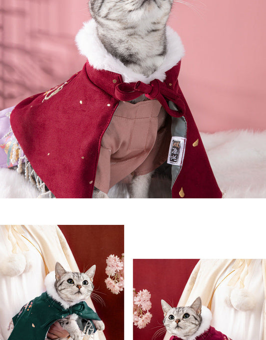 HKM-0899645 Dark Green and Wine Shawl for Cats and Dogs - Sizes S/M