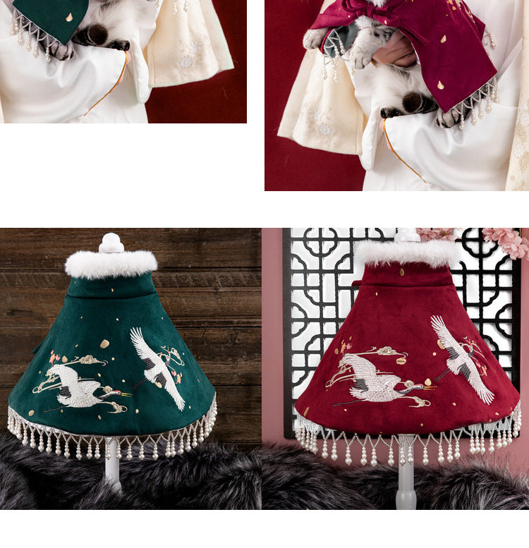 HKM-0899645 Dark Green and Wine Shawl for Cats and Dogs - Sizes S/M